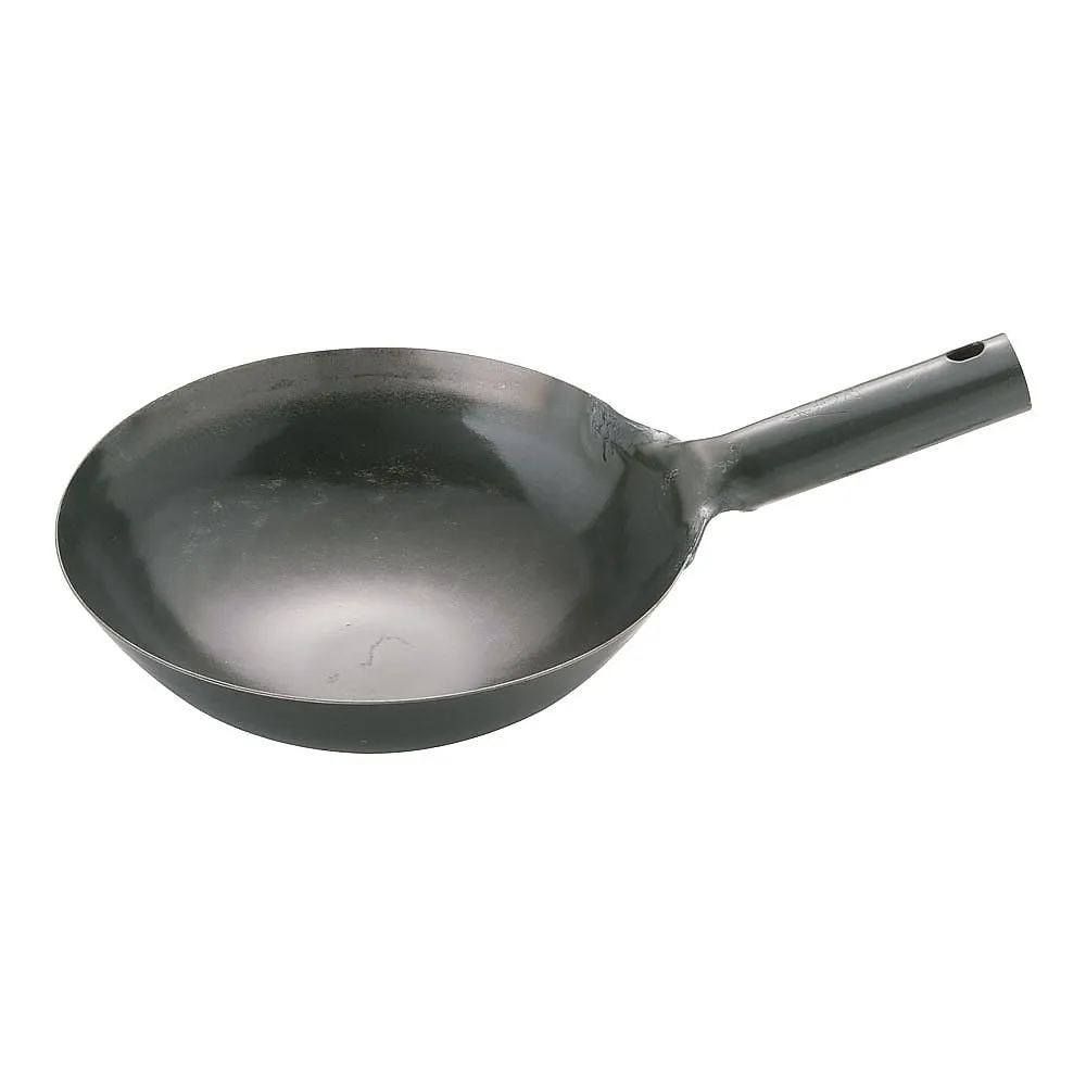 62-6444-43　Yamada Iron Plate One-Handed Wok (Plate Thickness 1.2 mm) 24 cm