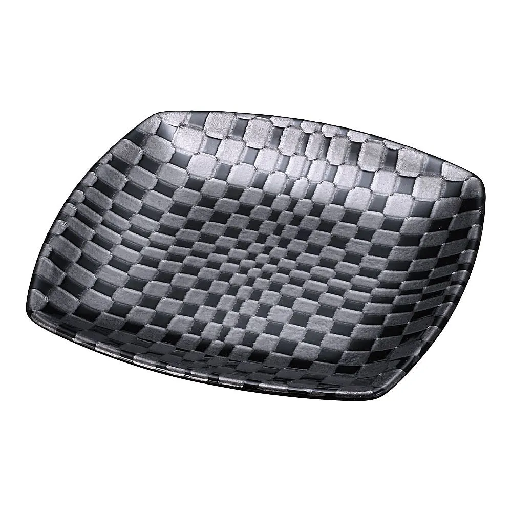 62-6841-78　Ichimatsu Black Square Small Plate T03-125