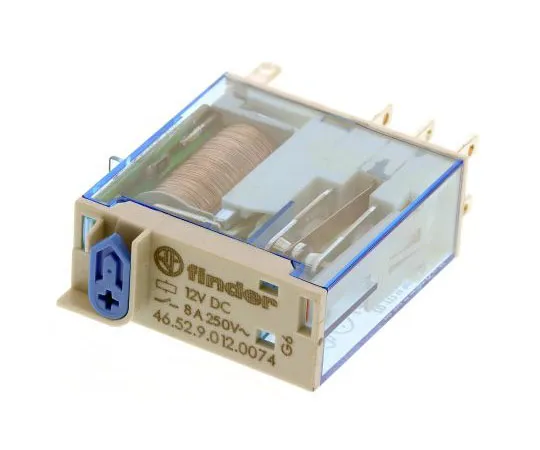 63-7615-83　Finder46系列DPDT非锁定继电器PCB安装，12V直流线圈，8A　46.52.9.012.0074