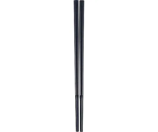 62-6727-77　10 Square Gurumen Chopsticks Extra Thick 23 cm Black　GM-4051