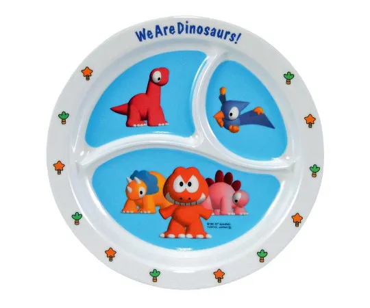63-7201-67　Melamine Children's Dinosaur Round Lunch Plate MC-36D　0382330