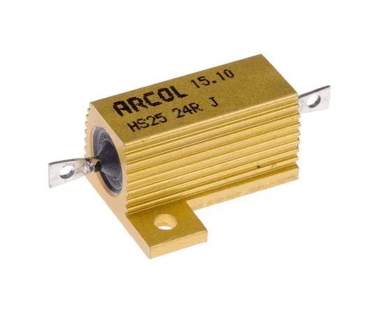 63-7637-13　ArcolHS25系列铝合金厚板轴向线材贴装电阻，24Ω±5% 25W　HS25 24R J