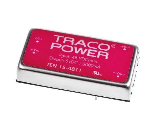 63-7541-13　TRACOPOWER 10 15 15W隔离直流-直流转换器通过孔，电压在36→75V直流，电压输出5V直流　TEN 15-4811