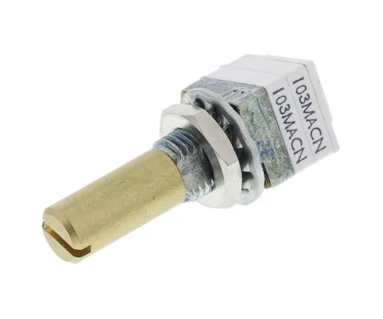 63-7593-99　Vishay2钢旋转导电塑料电位器，直径6毫米。轴，10kΩ，±20%，0.05W,线性　P9A2R100FISX1103MA