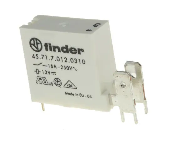 63-7587-55　Finder45系列SPNO非锁定继电器PCB安装，12V直流线圈，16A　45.71.7.012.0310
