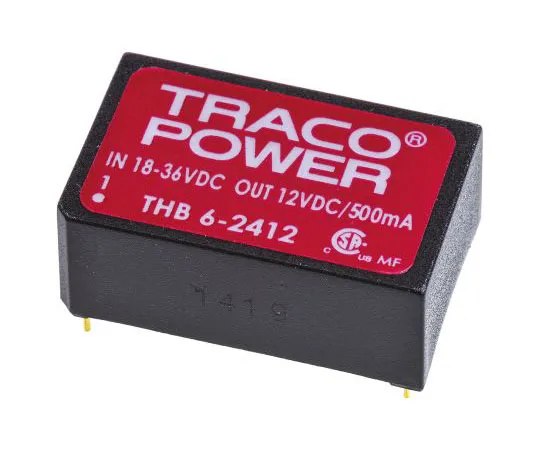 63-7658-67　TRACOPOWER THB 6 6W隔离DC-DC转换器通过孔，电压在18→36 V直流，电压在12V直流医疗　THB 6-2412
