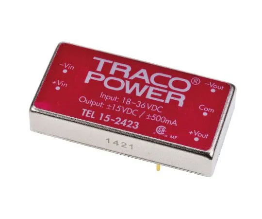 63-7600-14　TRACOPOWER TEL 15 15W隔离DC-DC转换器通过孔，电压在18→36 V直流，电压输出±15V直流　TEL 15-2423