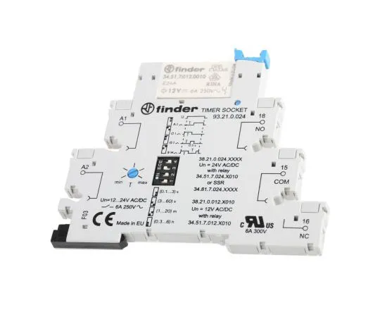 63-7660-13　Finder ON Delay, ON Pulse Multi Function Timer Relay, Screw, 0.1 s→6 h, SPDT, 12 V ac/dc　38.21.0.012.0060
