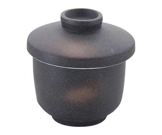 63-7196-37　Japanese Crockery Collection Black Iga Mushiwan　8181250