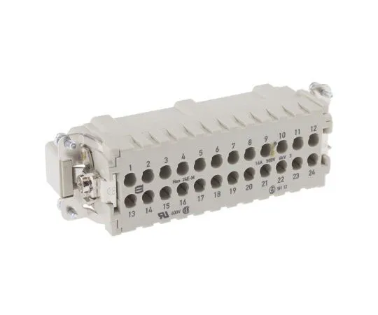 63-7509-09　汉E系列尺寸16A连接器插口，男，24路，16A, 500 V　9330242602