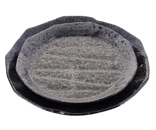 63-7196-57　Japanese tableware collection black glaze sogi round plate 4 cm　8181450