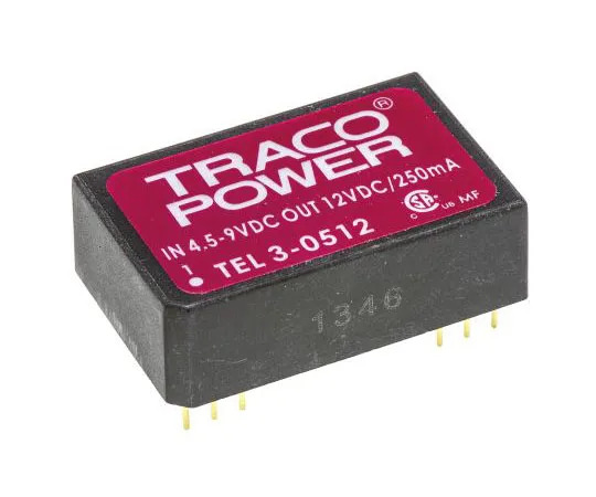 63-7524-52　TRACOPOWER TEL 3 3W隔离直流-直流换流器通过孔，电压在4.5→9 V直流，电压在12V直流　TEL 3-0512