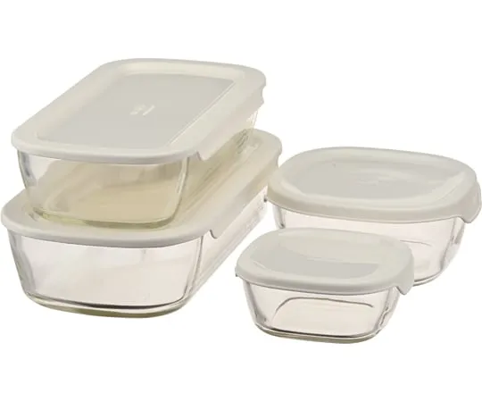 67-3056-10　Stacking Heat Resistant Glass Container 4 Pieces　KSTL-4004-OW