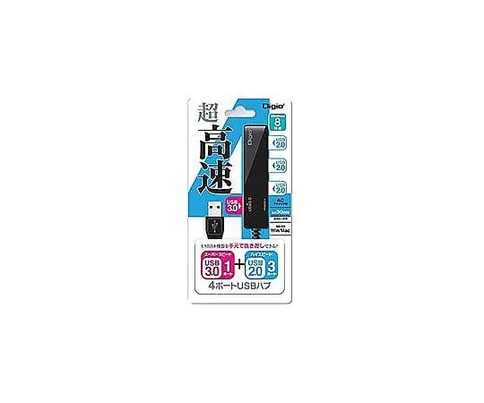 67-7766-20　4 port USB hub USB3.0 (1 port) +USB2.0 (3 port) Black　UH-3014BK
