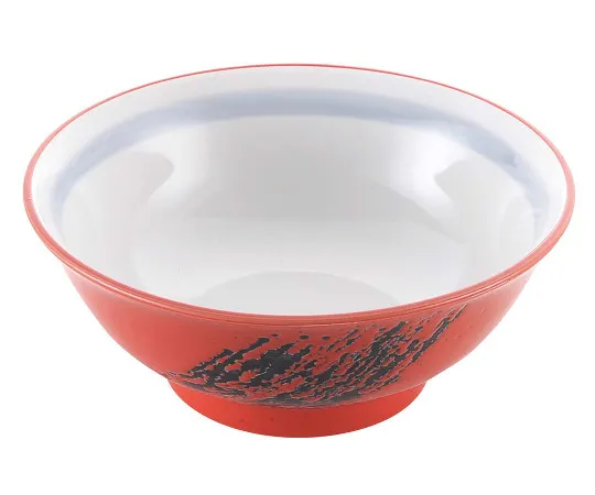 63-7195-15　Porcelain Chinese tableware red glaze brush nagashi rice bowl 6.8 cm (φ212)　8179740