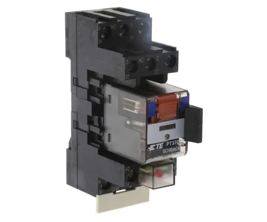 63-7586-63　TEConnectivityPT3PDT非锁定继电器DIN导轨，24V直流线圈，10A　PT3S7LC4 2-1415075-1