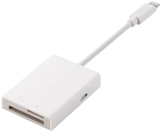 64-9713-01　Lightning Card Reader SD+microSDType-CConversion Adapter Attached Cable 7cm White　MR-LC201WH
