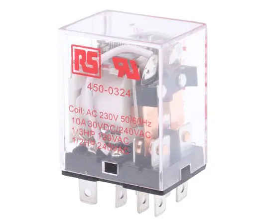 63-7551-65　RS PRO DPDT非锁定继电器插头，230V交流线圈，10A　450-0324