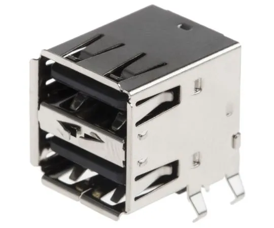 63-7674-87　ASSMANN WSW双端口直角通孔A型USB连接器，收发器　A-USB A-2P-C