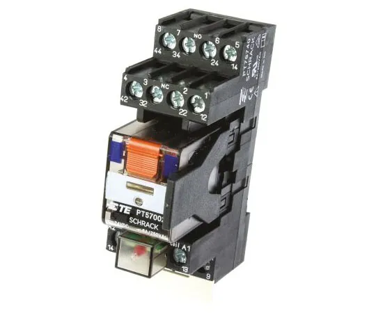 63-7586-67　TEConnectivityPT4PDT非锁定继电器DIN导轨，24V直流线圈，6A　PT5S7LC4 1415076-1