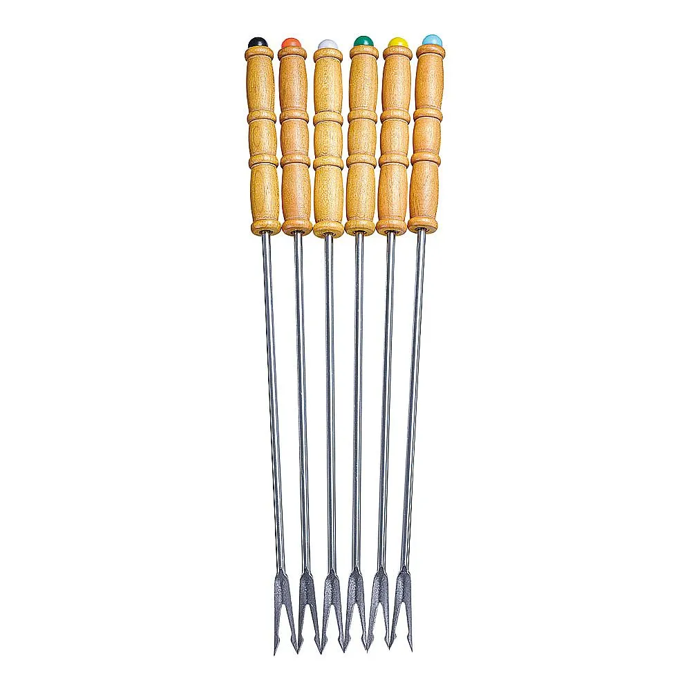 62-6736-17　Wooden Pattern Fondue Fork (6-piece Set)
