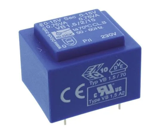 63-7500-73　15V交流2孔PCB变压器输出，1.5VA　VB 1.5/2/15