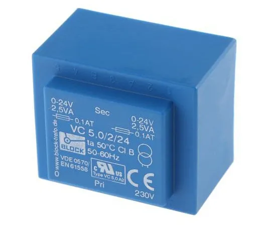 63-7500-48　24V交流2孔PCB变压器输出，5VA　VC 5/2/24