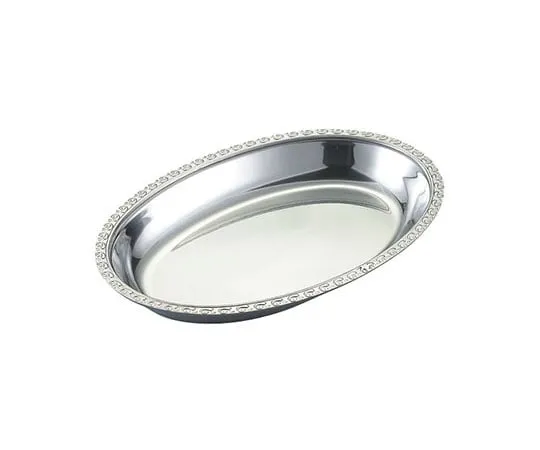 63-1700-79　IKD 18-8 Ripple Oval Bowl 10 inch　324062