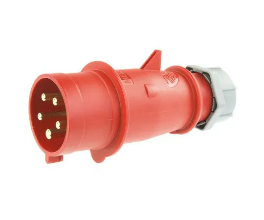 63-7564-21　MennekesIP44红色电缆安装3P+N+E工业电源插头，额定32A, 415 V,带相位逆变器　322