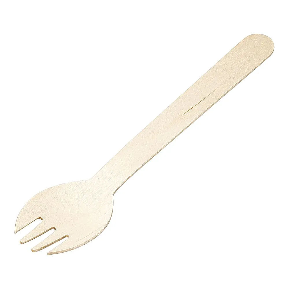 64-9286-93　Wooden Fork Spoon 160 Single Bag with toothpick (100 pcs)　XMK0401