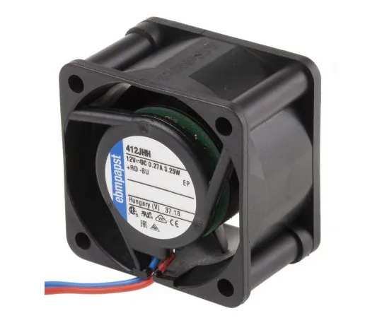 63-7557-75　ebm-papst400J系列轴向风扇，40 x 40 x 25.4mm,24m3/h,3.3W, 12 V直流　412JHH