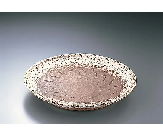 62-6675-66　Hand-Made Red Clay White Bun 12.0 Plate Flat　B03-20