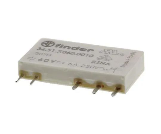 63-7557-01　Finder34系列SPDT非锁定继电器PCB安装，60V直流线圈，6A　34.51.7.060.0010