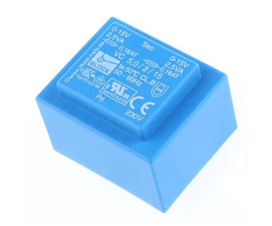 63-7500-46　15V交流2孔PCB变压器输出，5VA　VC 5/2/15