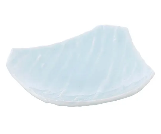 63-7196-18　Japanese tableware collection blue-white wave-carved modified plate　8181060