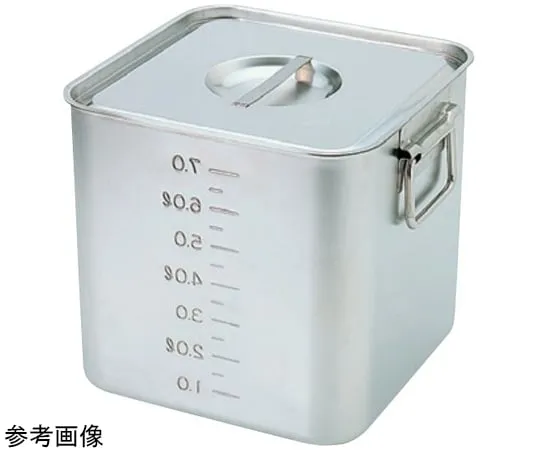 67-2400-22　18-8 Deep Square Kitchen Pot without Scale (with Lid) with Handle 36.0 L　SH-4233D