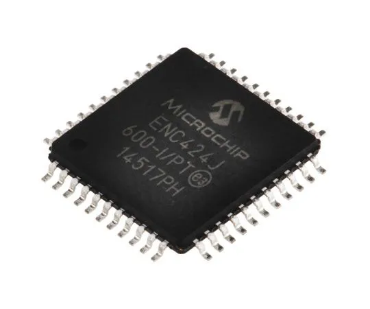 63-7659-42　微芯片ENC424J600-I/PT,以太网控制器，10 Mbps, 100 Mbps MII, MIIM,串行SPI, 3.3 V, 44引脚TQFP　ENC424J600-I/PT