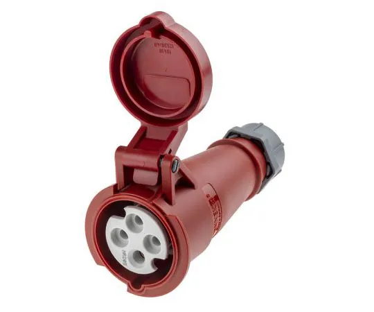 63-7561-69　MennekesAM-TOP系列，IP44红色电缆安装3P+E工业电源插座，额定16A, 415 V　514