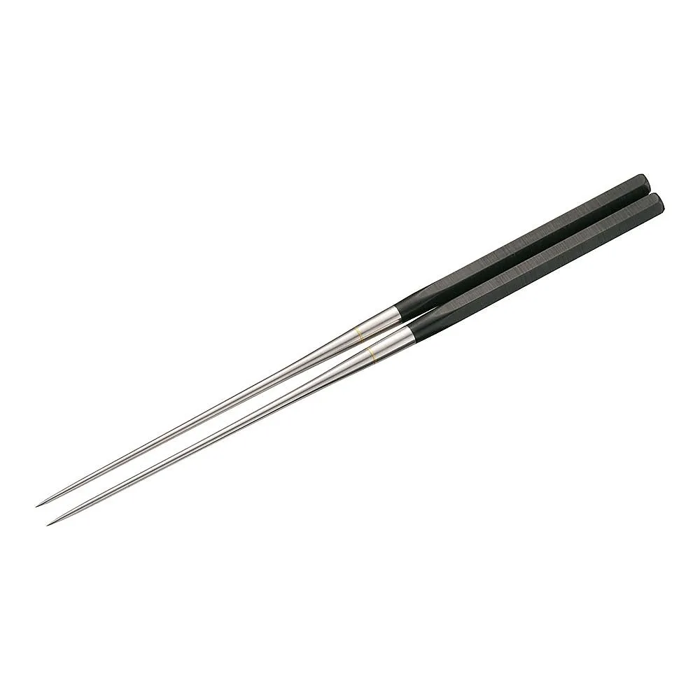 62-6471-40　Genuine Grilled Stainless Steel Black Plywood Hex Handle Mounting Chopsticks 2115 150 mm
