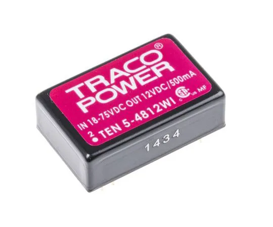 63-7620-77　TRACCOPOWER 10 5WI 6W隔离式直流-直流换流器通过孔，电压在18→75 V直流，电压输出12V直流　TEN 5-4812WI