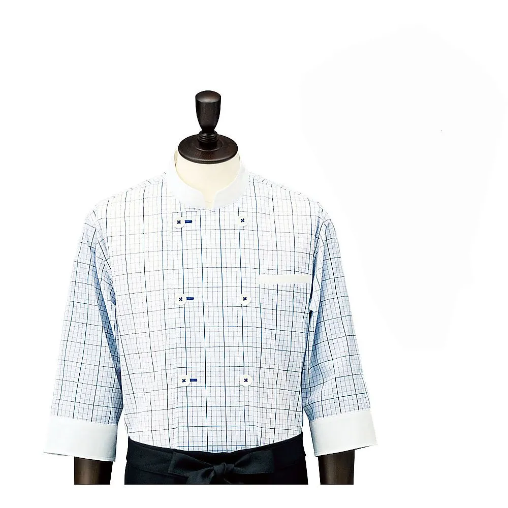 62-6634-56　Check Cock-Shirt Stand Color SBK4101 Blue M