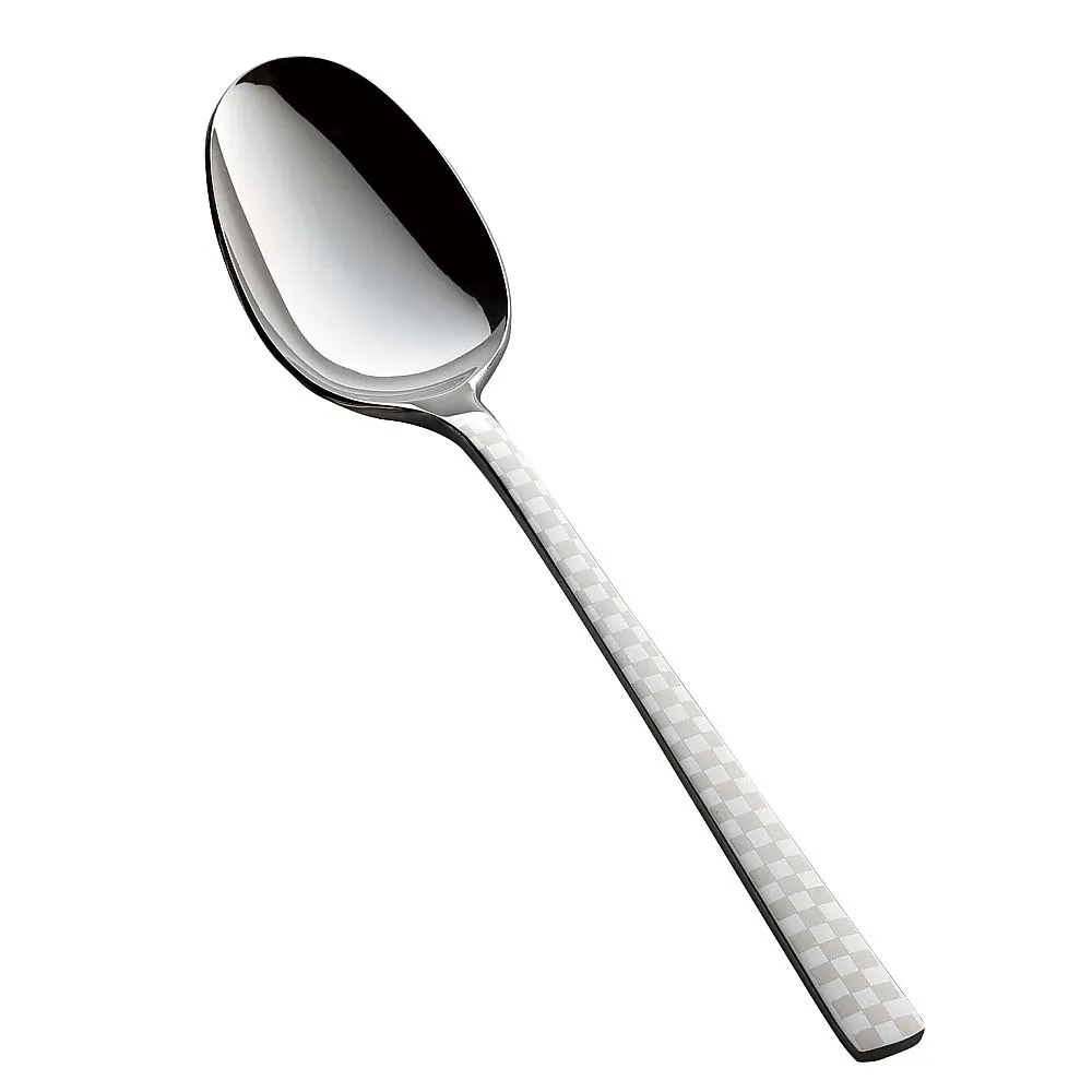 62-6720-61　(18-8) Aurora Ichimatsu White Dessert Spoon　MX-7