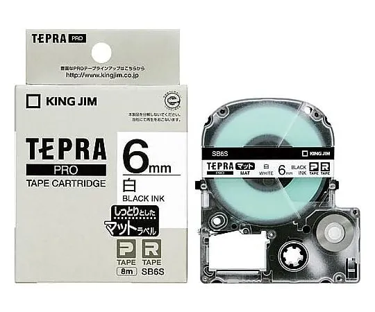 62-6875-45　Tepla PRO磁带盒哑光标签，白色，黑色6毫米宽8米　SB6S