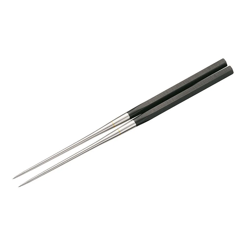 62-6471-38　Genuine Grilled Stainless Steel Black Plywood Hex Handle Mounting Chopsticks 2112 120 mm