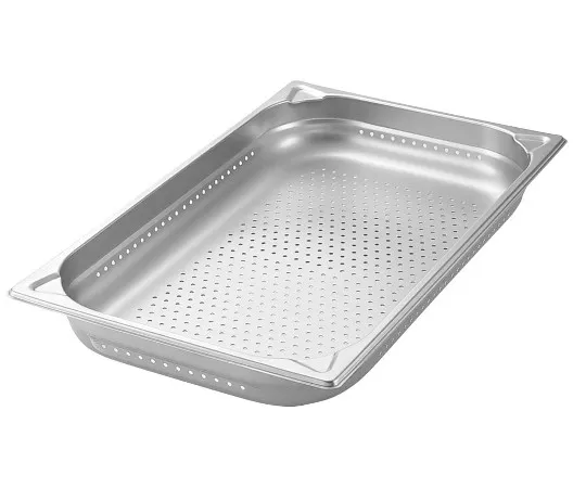 63-7112-22　Prochef 18-8 Hole Light GN Pan Reinforced with Overlap Prevention 1/1 100 mm　3570201