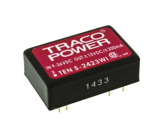 63-7620-74　TRACCOPOWER 10 5WI 6W隔离直流-直流换流器通过孔，电压在9→36 V直流，电压输出±15V直流　TEN 5-2423WI