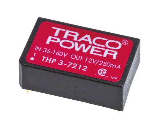 63-7658-61　TRACOPOWER THP 3 3W隔离直流-直流转换器通过孔，电压在36→160 V直流，电压在12V直流医疗　THP 3-7212