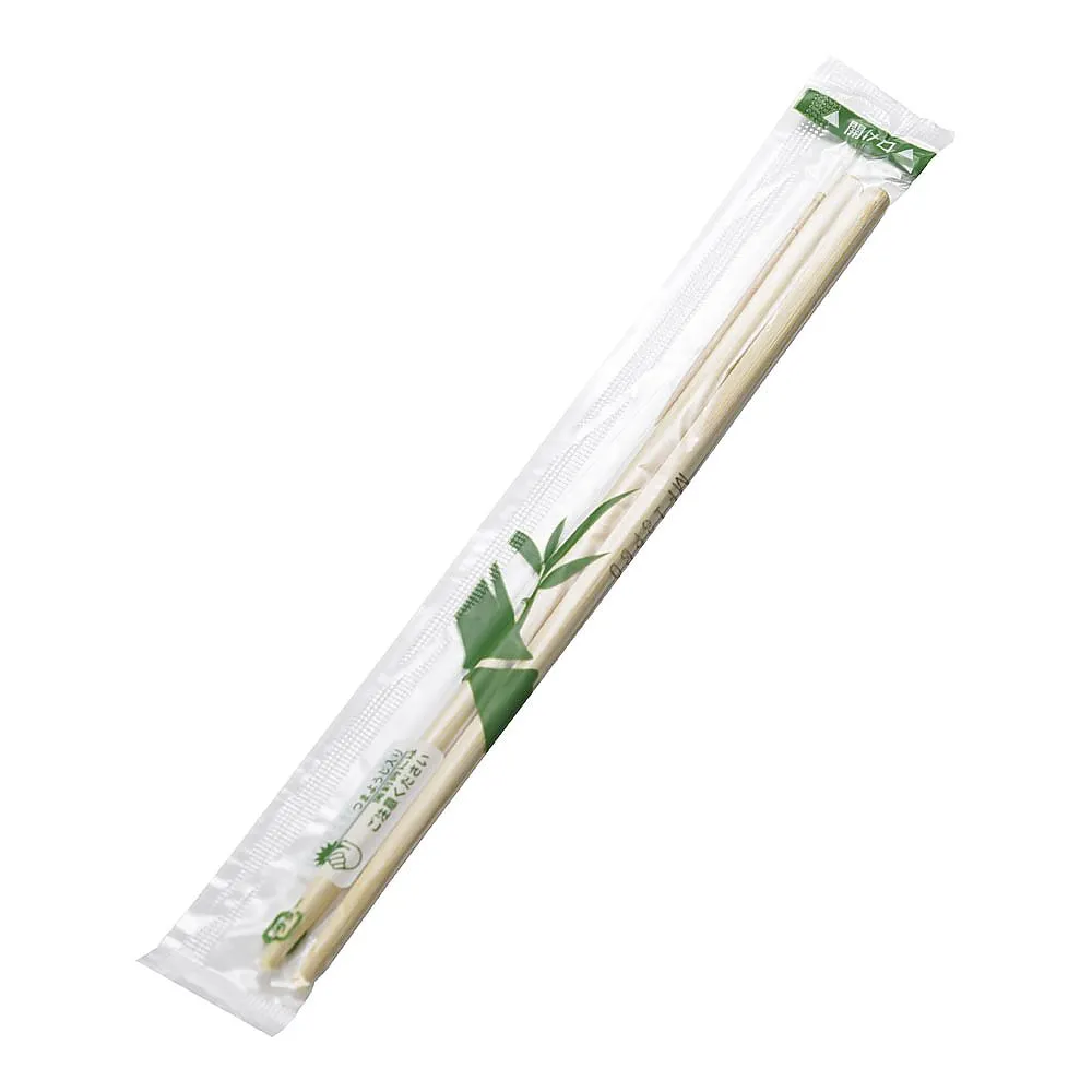 62-6650-94　Bamboo Round Square Poly Fully Enclosed Chopsticks with toothpicks 20 cm (100 Meals)　PK-016