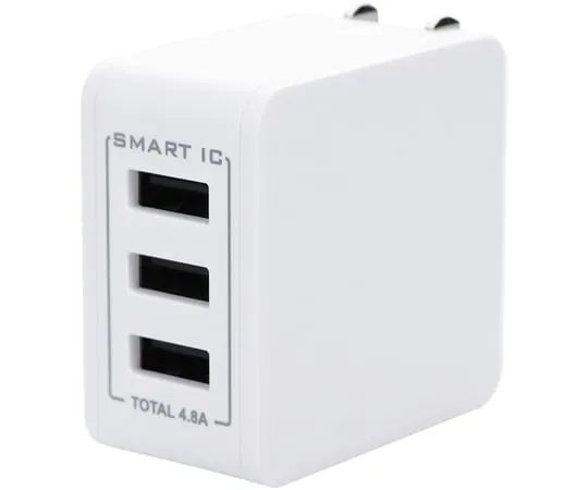65-9216-62　Smart IC Quick Charge 2.4 A Output USB Type-A 3 Port AC Charger White　OWL-ACU348AS-WH