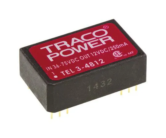 63-7524-73　TRACOPOWER TEL 3 3W隔离直流-直流转换器通过孔，电压在36→75 V直流，电压输出12V直流　TEL 3-4812